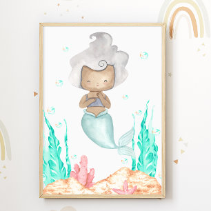Póster de vivero de sirena Océano Impresión de hab