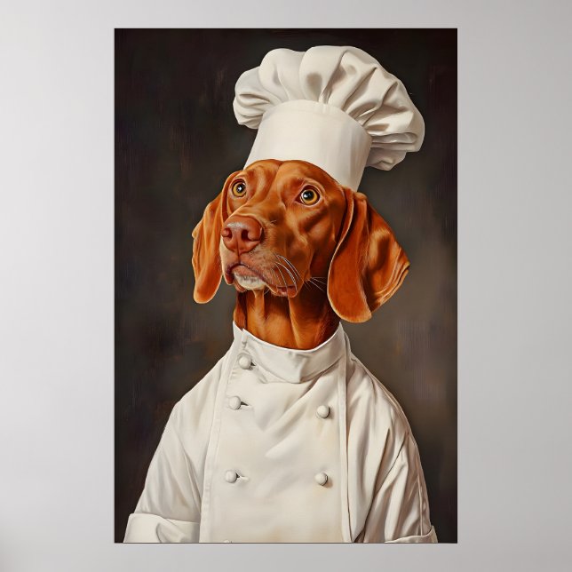Póster de Vizsla con Gorro de Chef, Póster de Masc (Frente)