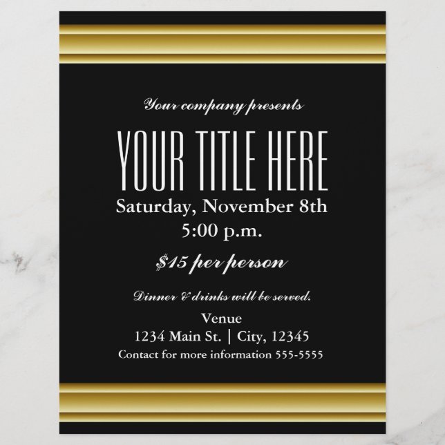 Poster de volante de eventos de glamour con elegan (Frente)