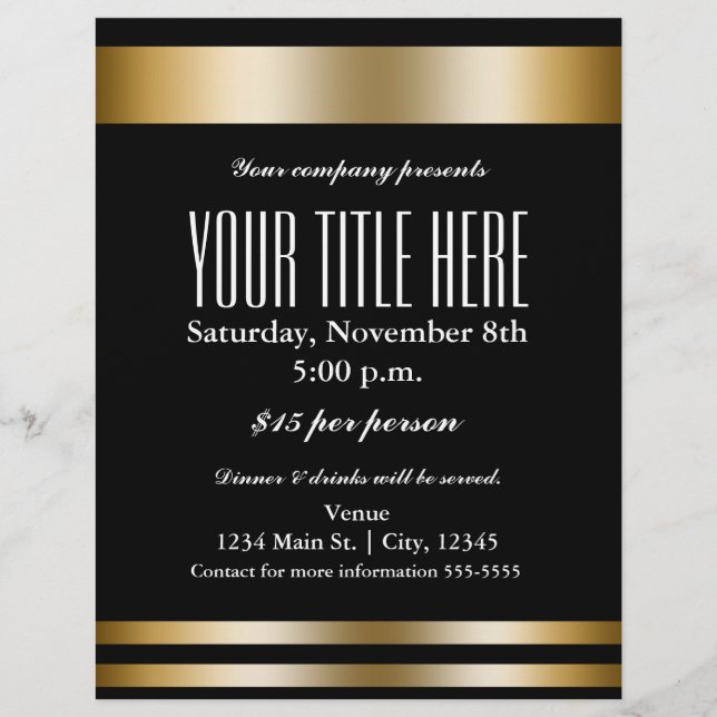 Poster de volante de eventos de glamour con elegan (Frente)