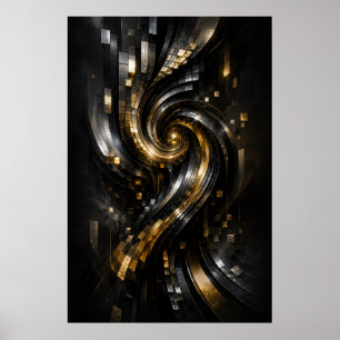 Póster de vórtice en espiral dorada