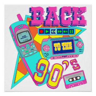 Póster De vuelta a la Arcade Neon de los 90