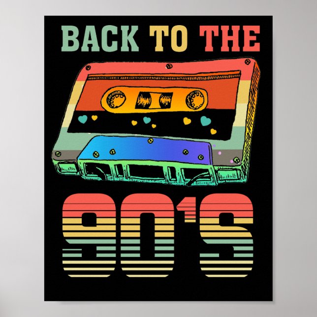Póster De vuelta a la Cassette 90 Retro Fiesta 90er (Frente)