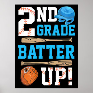 Póster De vuelta a la escuela Béisbol de 2do grado ¡Vamos