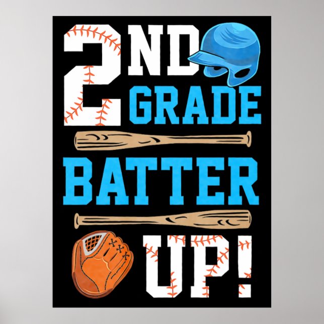 Póster De vuelta a la escuela Béisbol de 2do grado ¡Vamos (Frente)