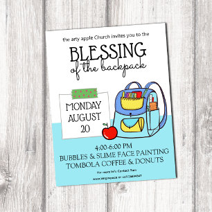 Póster de vuelta a la escuela bendición de la iglesia de