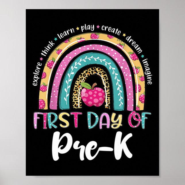 Póster De Vuelta A La Escuela El Arcoiris Feliz Primer Dí (Frente)