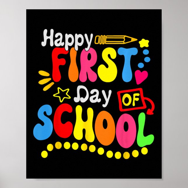 Póster De Vuelta A La Escuela Estudiantil Feliz Primer Dí (Frente)