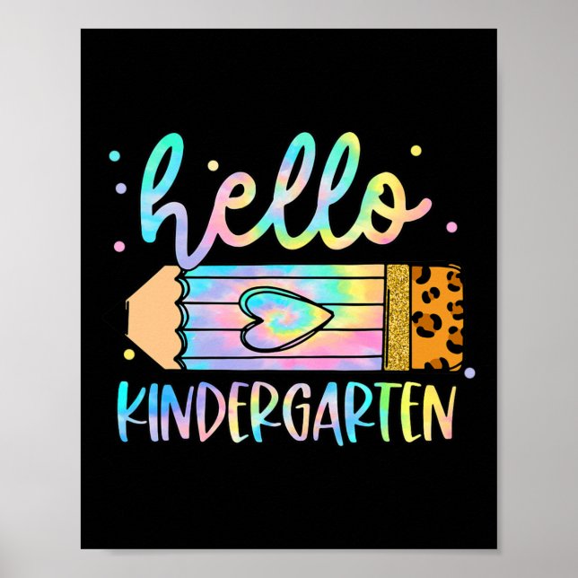 Póster De Vuelta A La Escuela Hola Kindergarten Leopard T (Frente)