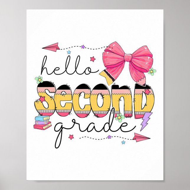 Póster De vuelta a la escuela Hola Segundo Grado Profesor (Frente)