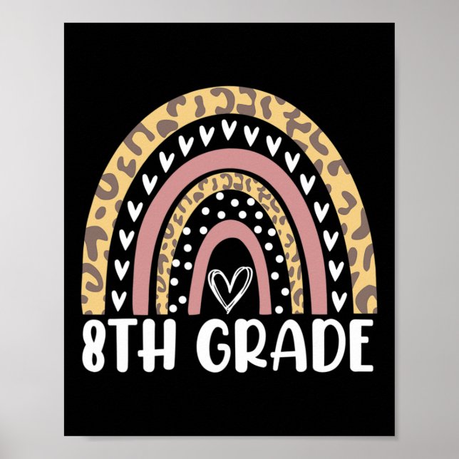 Póster De vuelta a la escuela Leopard Rainbow 8º curso de (Frente)