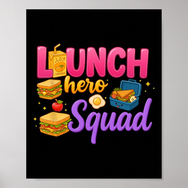 Póster De vuelta a la escuela Lunch Lady Squad Lunch Hero (Frente)