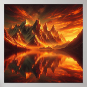 Póster De vuelta a la escuela Montañas del atardecer dora