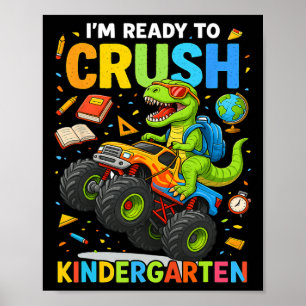 Póster De vuelta a la escuela Niño Dinosaurio Estoy listo