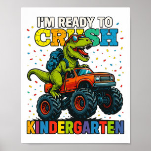 Póster De vuelta a la escuela Niño Dinosaurio Estoy listo