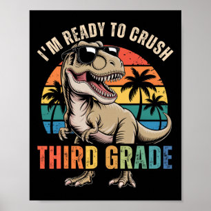 Póster De vuelta a la escuela Niño Dinosaurio Estoy listo