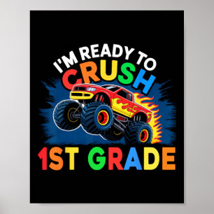 Póster De vuelta a la escuela niños primer día de 1er gra