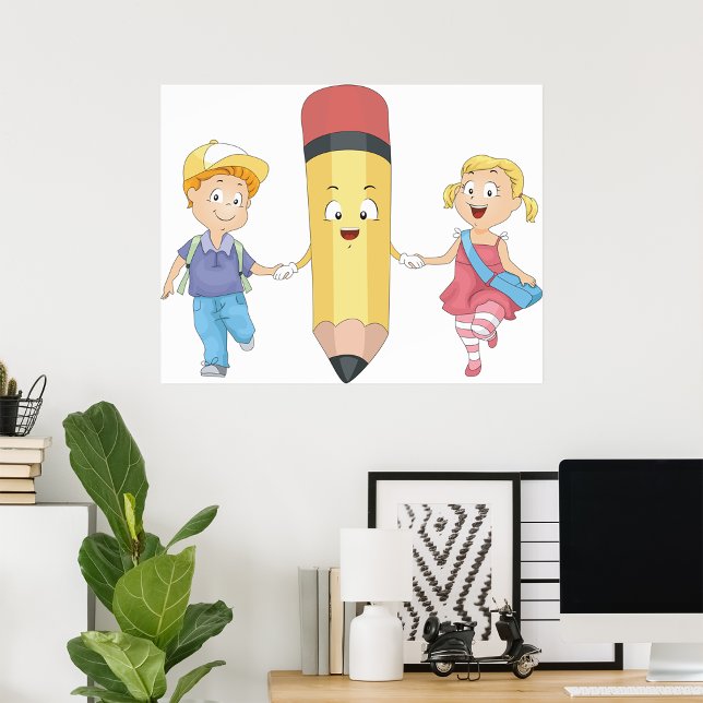 Póster De vuelta a la escuela Personalizado Lápiz feliz y (Subido por el creador)