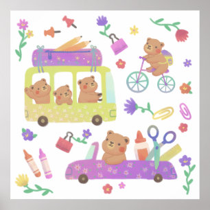 Póster De vuelta a la escuela: Teddy está listo para la e