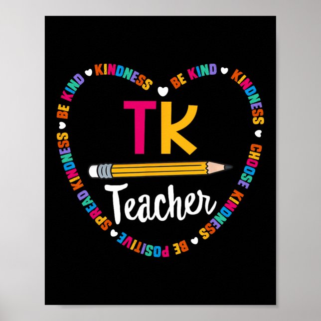 Póster De vuelta a la escuela TK Teacher Transitorio Kind (Frente)