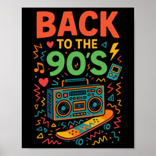 Póster De vuelta a la vieja escuela retro de los años 90-