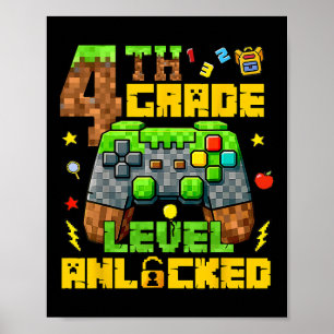 Póster De Vuelta Al Colegio Gamer De 4º Curso Primer Día