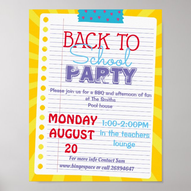 Póster de vuelta al evento de la escuela PTA profesor de  (Frente)