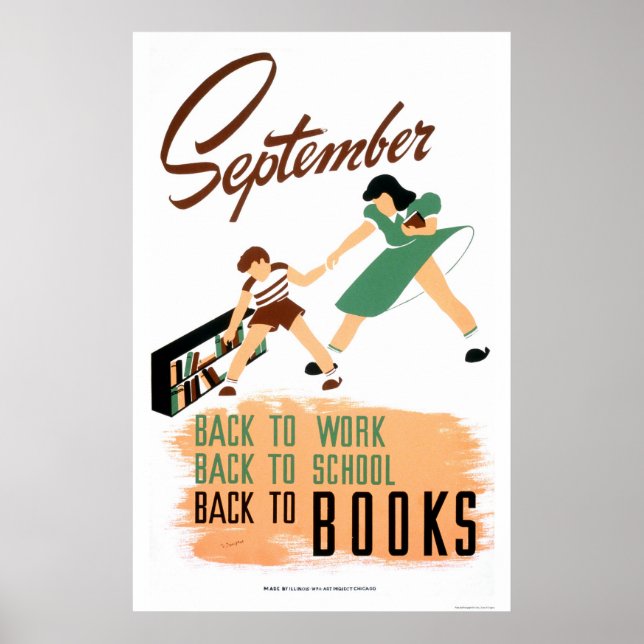 Póster De Vuelta Al Trabajo Escolar 1940 WPA (Frente)