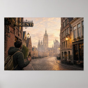 Póster de Wanderlust de la Catedral Dorada de Gant