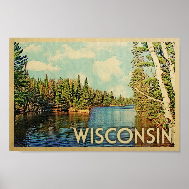 Poster de Wisconsin - Impresión de viajes por lago (Frente)