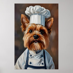 Póster de Yorkshire Terrier con sombrero de chef,