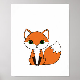 Póster de zorro estilo Chibi