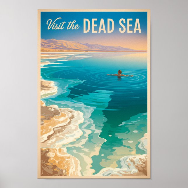 Póster Dead Sea Illustration Travel Art Vintage (Frente)