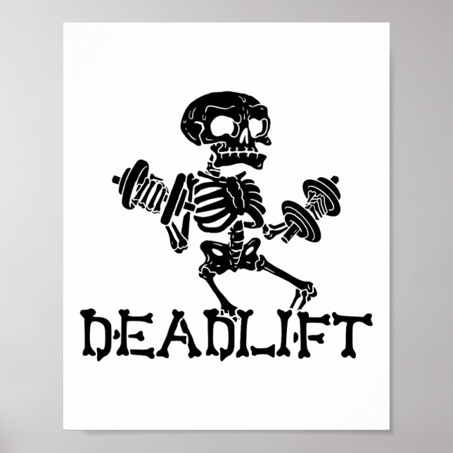 Póster Deadlift Halloween Skeleton Workout Bodybuilding G (Frente)
