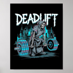 Póster Deadlift Skeleton Regalo Fitness Gótico Tarot Card