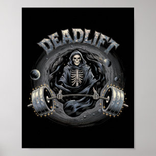 Póster Deadlift Skeleton Regalo Fitness Gótico Tarot Card