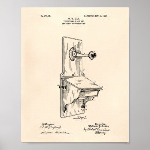 Póster Dean Wall Telephone 1907 Patent Art Old Peper