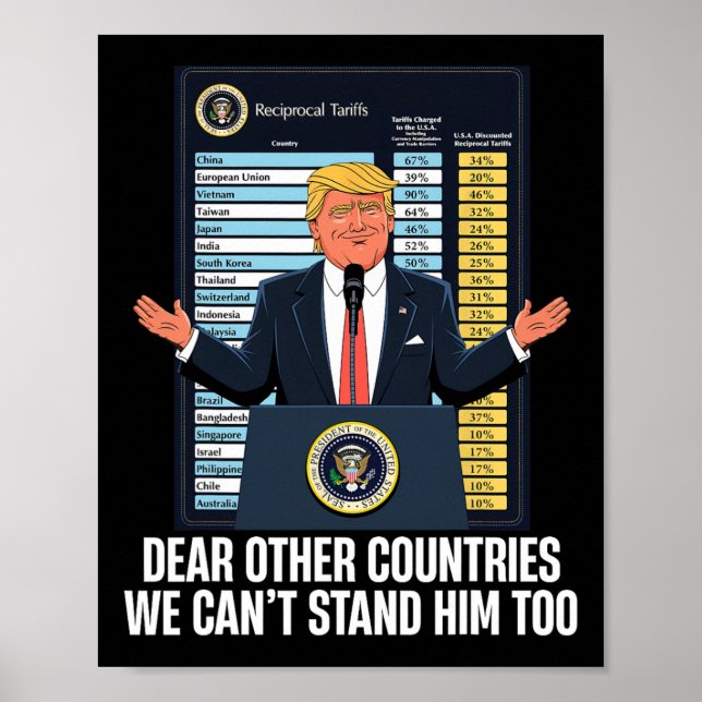 Póster Dear Other Countries We Can't Stand Him Too Funny  (Frente)