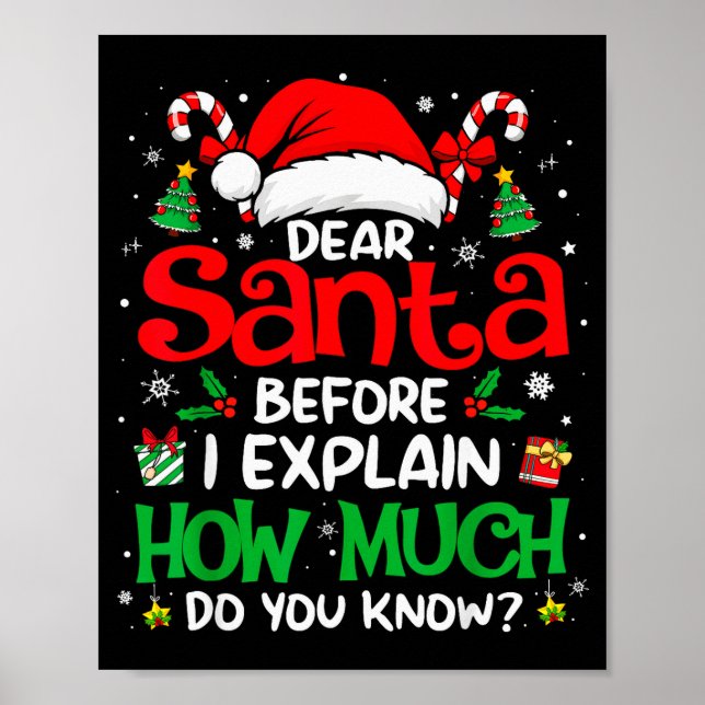 Póster Dear Santa I Can Explain Funny Christmas Men Women (Frente)