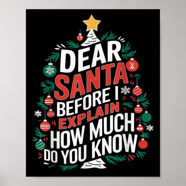 Póster Dear Santa I Can Explain Funny Christmas Pjs Tree  (Frente)