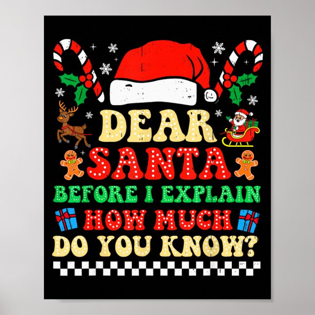 Póster Dear Santa I Can Explain Funny Christmas Xmas Squa (Frente)