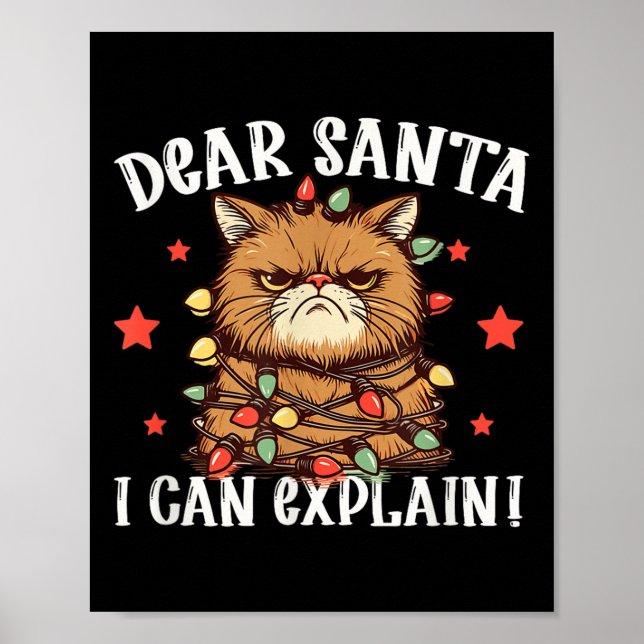 Póster Dear Santa I Can Explain The Cat Did It Funny Chri (Frente)