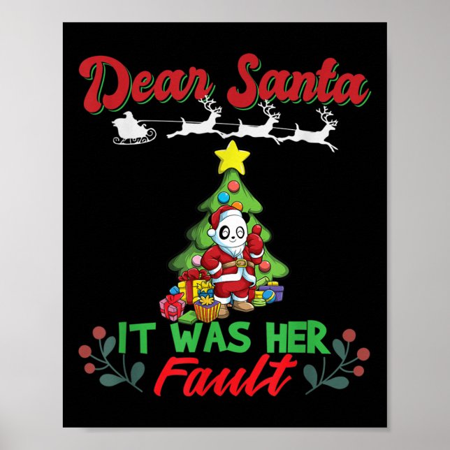 Póster Dear Santa It Was Her Fault Siblings Matching Xmas (Frente)