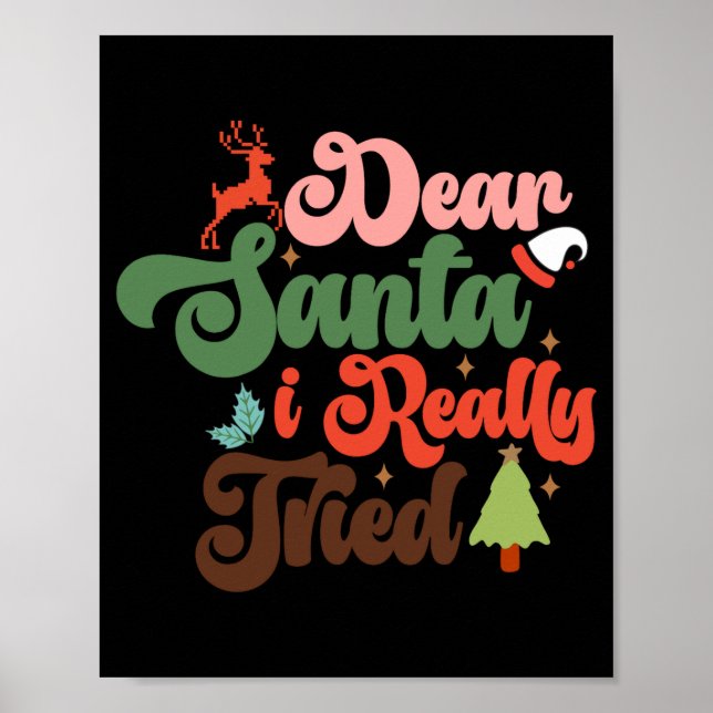 Póster Dear Santa Retro Groovy Christmas Holidays T Shirt (Frente)