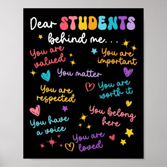 Póster Dear Student Behind Me Back To School Teacher Appr (Frente)