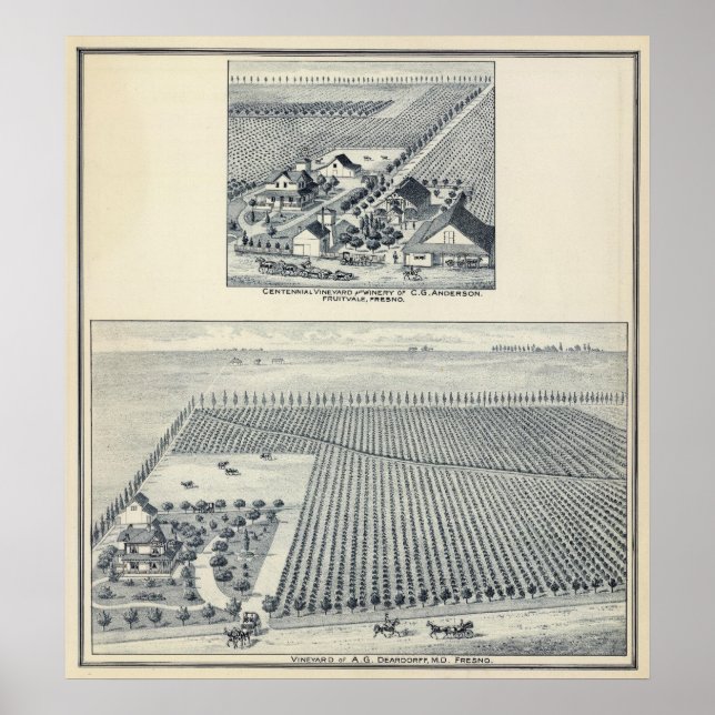 Póster Deardorff y Centennial Vineyards, California (Frente)