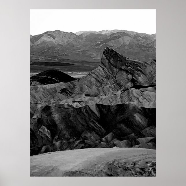 Póster Death Valley Zabriskie Point Black White Photo (Frente)