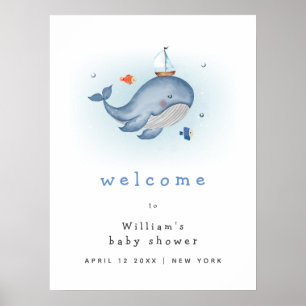 Póster Debajo De La Bienvenida De Baby Shower A Ver Whale