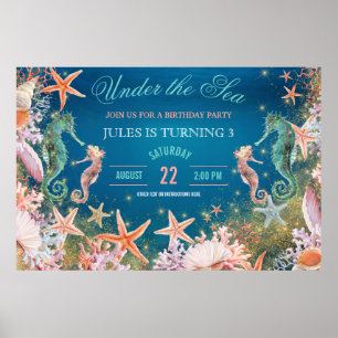 Póster Debajo del mar: Fiesta de Cumpleaños de Seashells