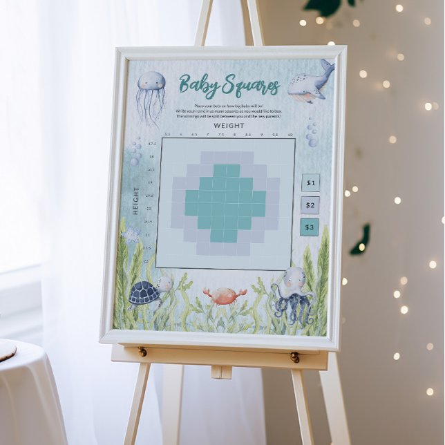 Póster Debajo del mar Rótulo de apuestas Baby Shower Squa (Subido por el creador)